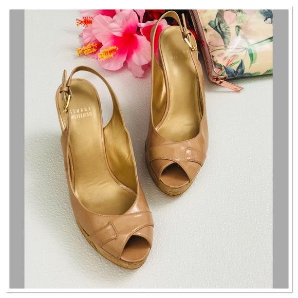 Stuart Weitzman Peep Toe Wedge Slingback Sandal - Picture 3 of 8